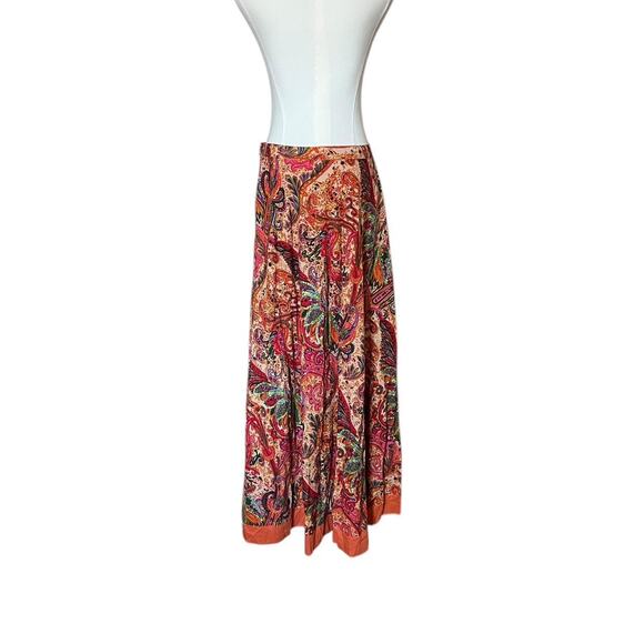 VTG Y2K Coldwater Creek Orange Multicolor Sequin Paisley Cotton Maxi Skirt S - Picture 6 of 7